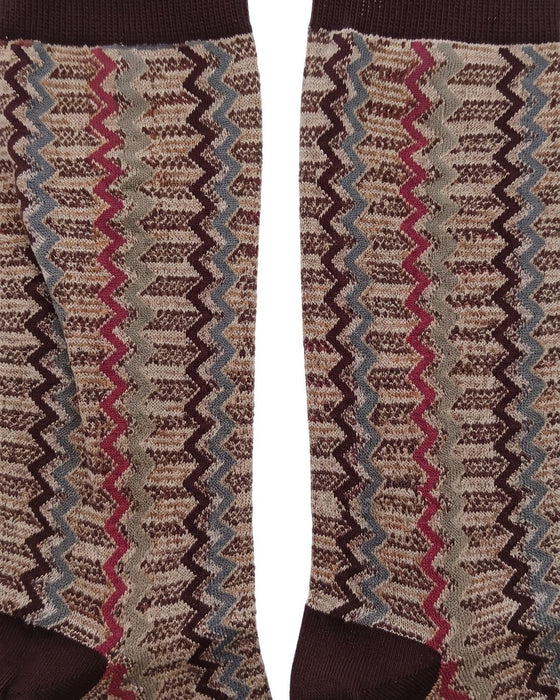 Missoni Pink Brown Mens Zigzag  Crew Socks-