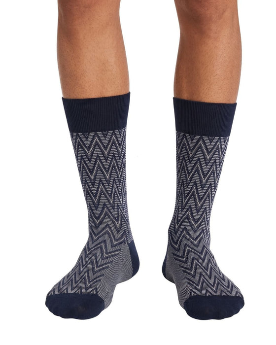 Missoni White Navy Mens Chevron Crew Socks-M