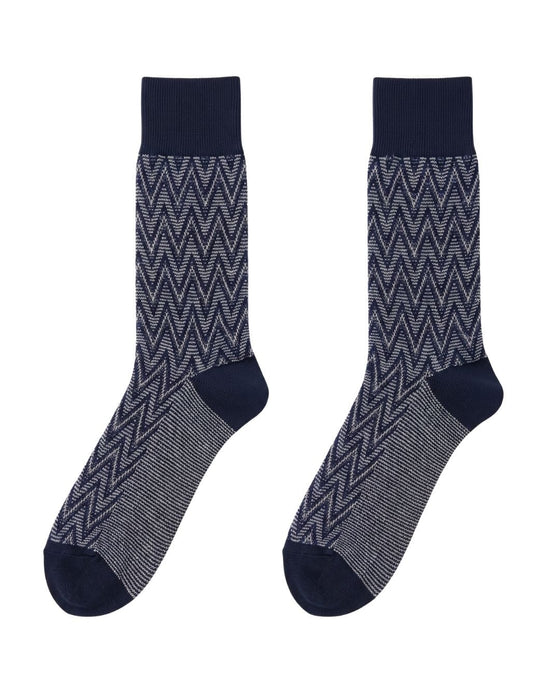 Missoni White Navy Mens Chevron Crew Socks-M