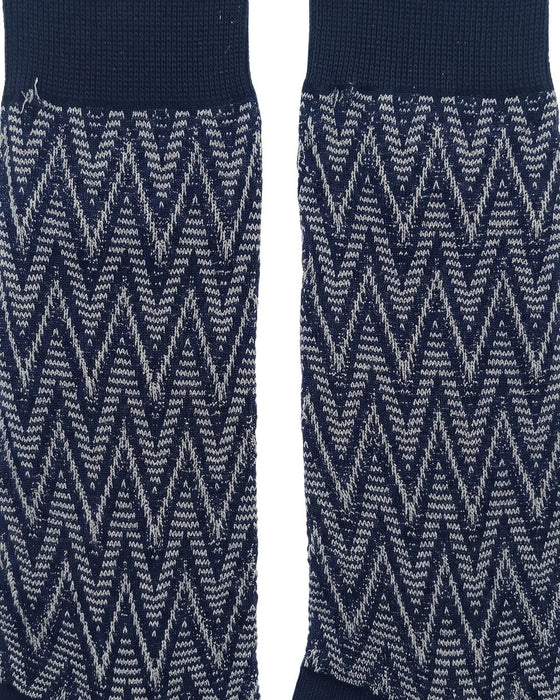Missoni White Navy Mens Chevron Crew Socks-M