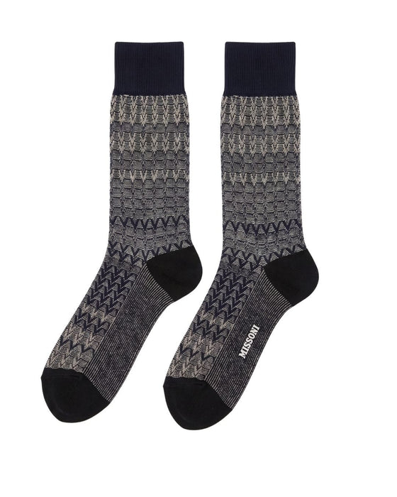 Missoni Grey Black  Mens Chevron Crew Socks-S