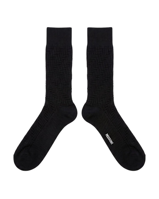 Missoni Black Mens Ribbed Crew Socks-L