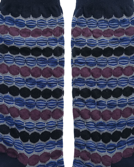 Missoni Navy Burgundy Mens Pattern Crew Socks-L