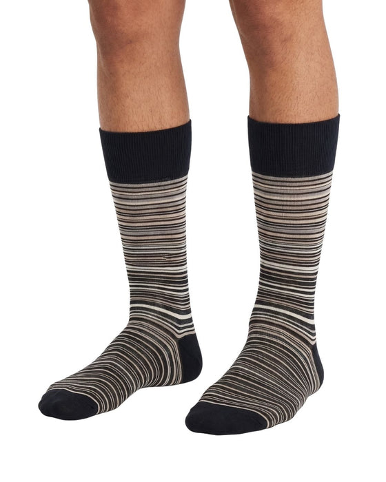 Missoni Black Beige Mens Fine Stripe Crew Socks-M