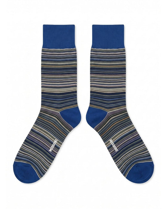 Missoni Blue Tone  Mens Stripe Crew Socks-S