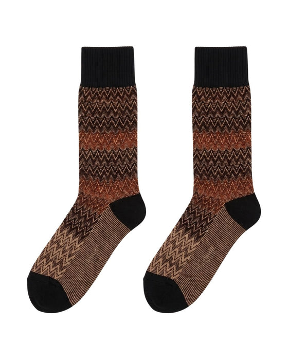 Missoni Black Beige Mens Chevron Socks-S
