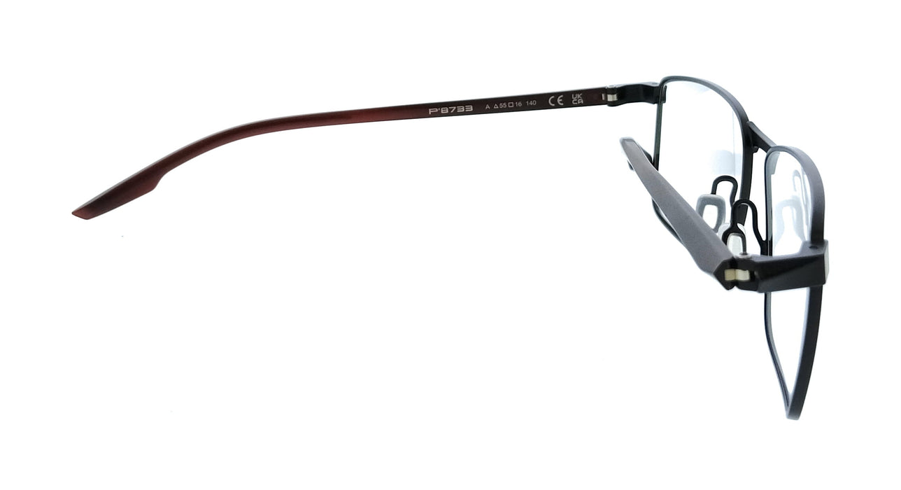 Porsche Design P8733 57A Black Red Square Mens Sunglasses