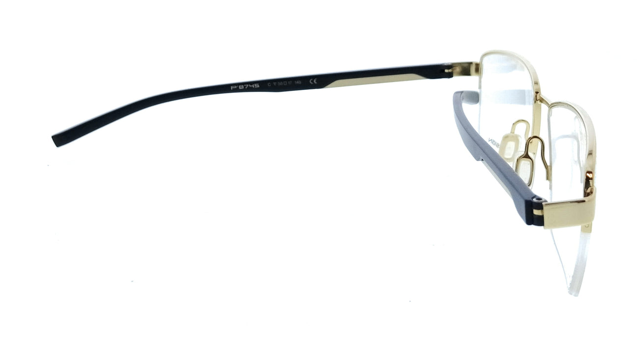 Porsche Design P8745 58C000 Blue Gold Rectangle Mens Sunglasses