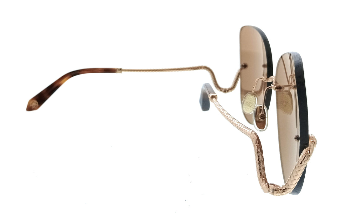 Roberto Cavalli SRC062 648FCX Copper Gold Rectangle Womens Sunglasses