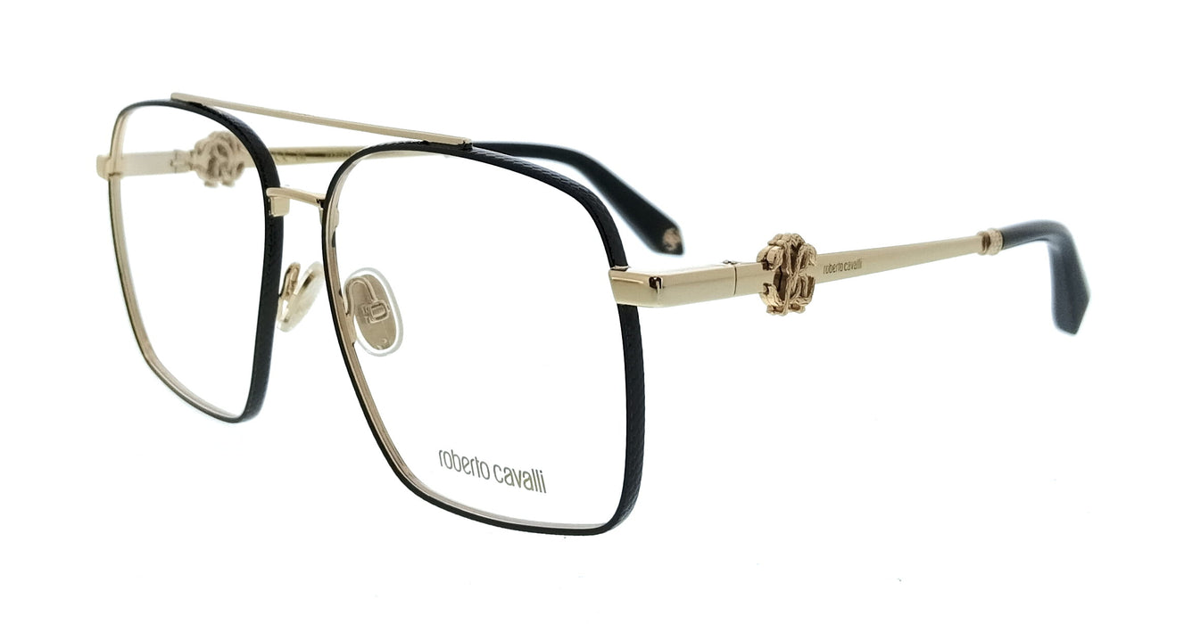 Roberto Cavalli VRC028 580301 Rose Gold Black Square Unisex Optical Frames