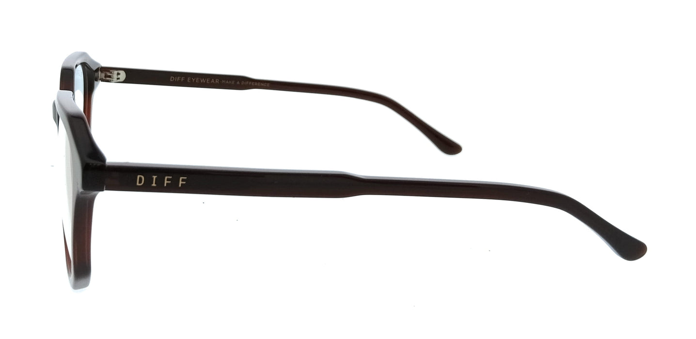 Diff VDFALLN51CHST Black Rectangle Unisex Optical Frames