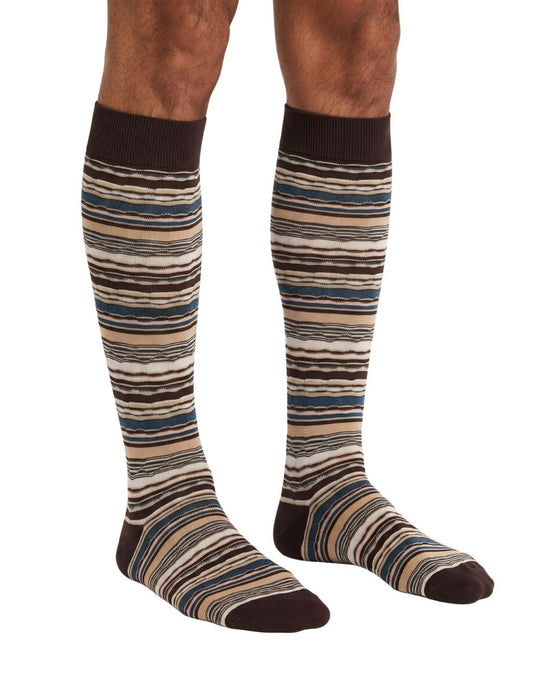 Missoni Brown Teal Mens Stripe Dress Socks-M