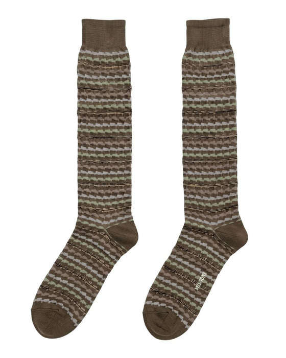 Missoni Camel Pink Mens Zigzag Knit Dress Socks-