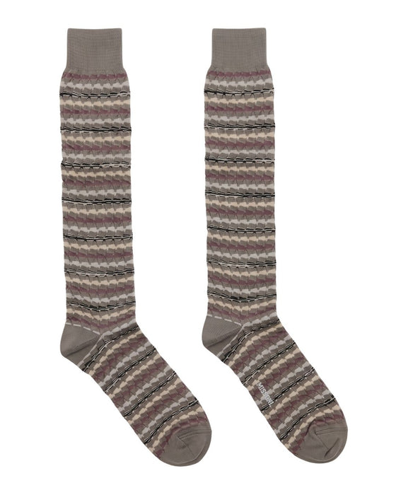 Missoni Grey Pink Mens Zigzag Knit Dress Socks-