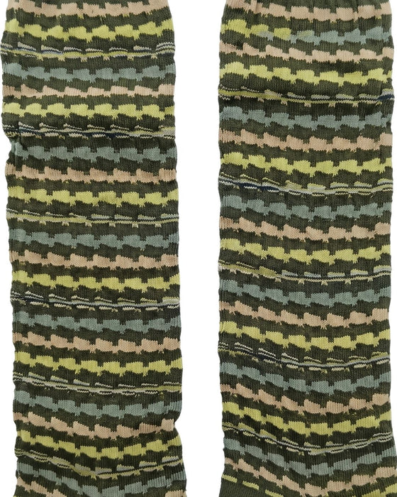 Missoni Olive Green Mens Zigzag Knit Dress Socks-