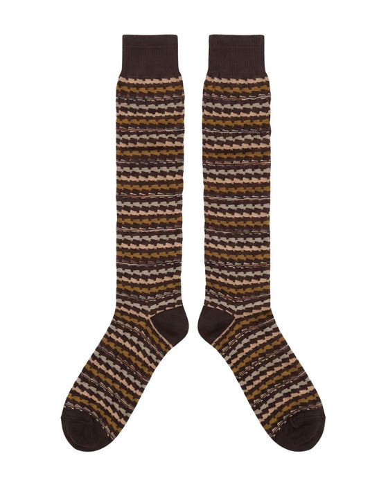 Missoni Brown  Mens Zigzag Knit Dress Socks-