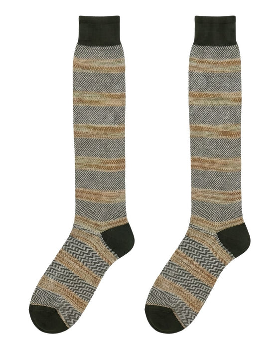 Missoni Olive Green Mens Micro Herringbone Dress Socks-