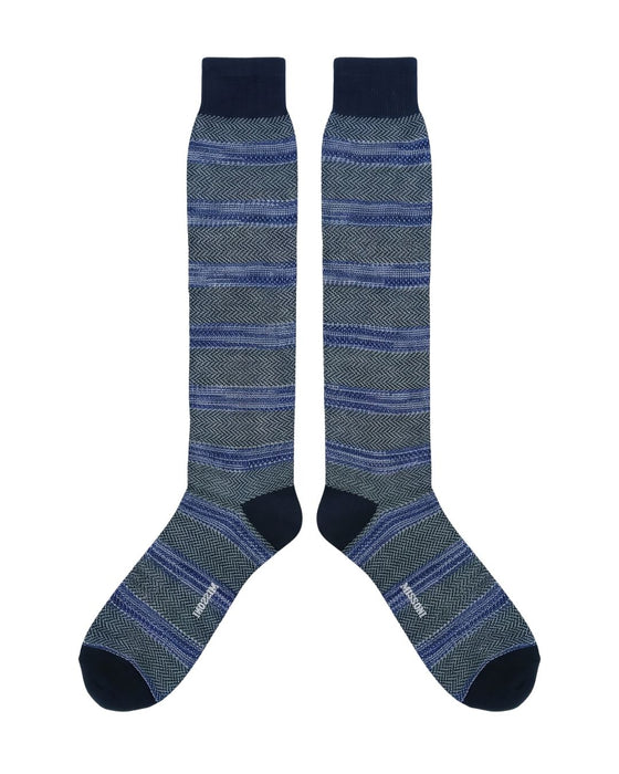 Missoni Navy Blue Mens Micro Herringbone Dress Socks-