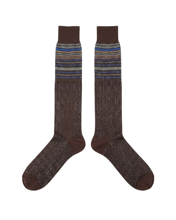 Missoni Brown Mens Micro Zigzag Dress Socks-