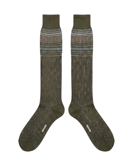Missoni Olive Mens Micro Zigzag Dress Socks-