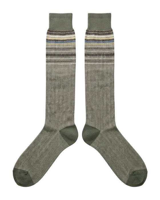 Missoni Soft Green Mens Micro Zigzag Dress Socks-