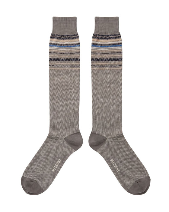 Missoni Grey Mens Micro Zigzag Dress Socks-