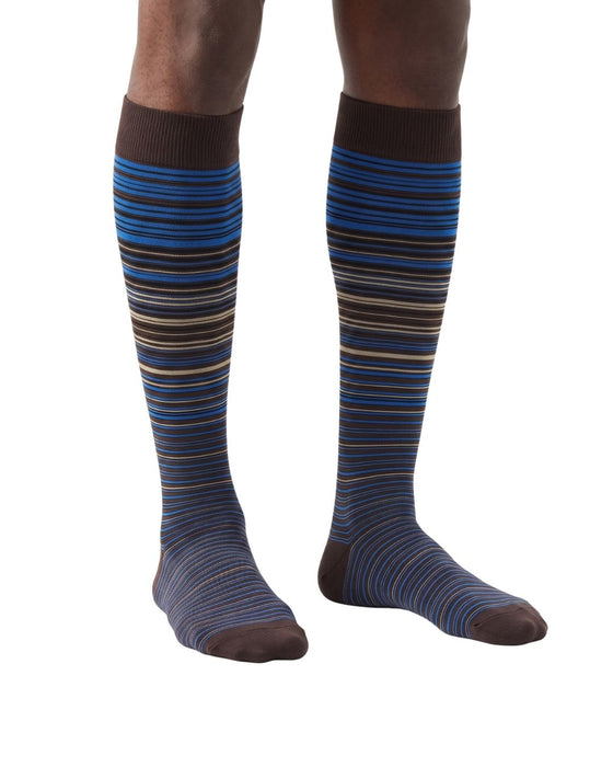 Missoni Brown Blue Mens Pinstripe Dress Socks-S