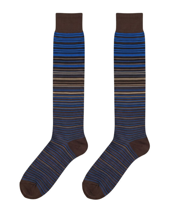 Missoni Brown Blue Mens Pinstripe Dress Socks-