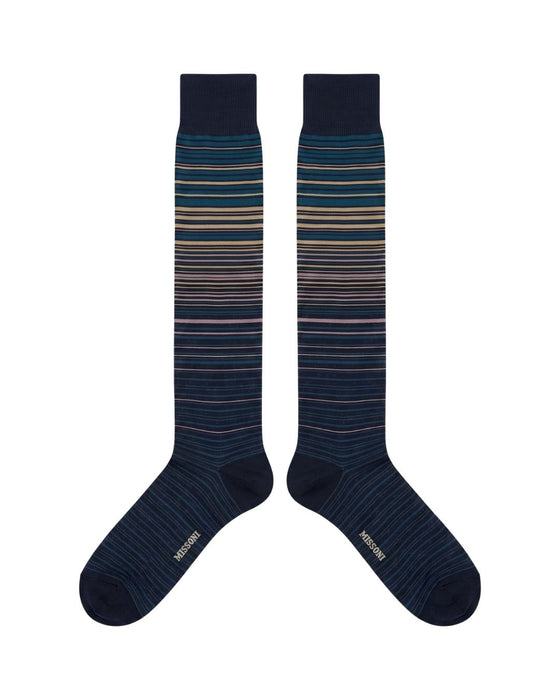 Missoni Teal Mens Pinstripe Dress Socks-S