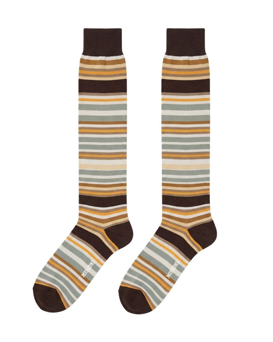 Missoni Brown Mens Multistripe Dress Socks-