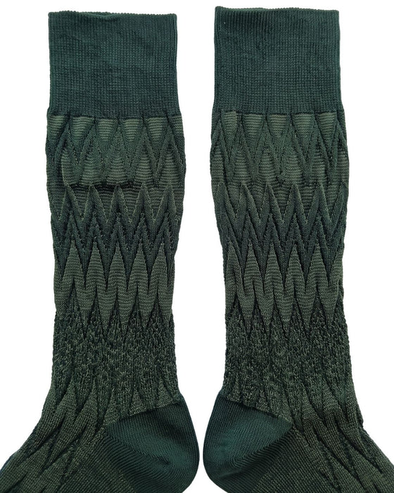 Missoni Green Mens Ribbed Chevron Crew Socks-S