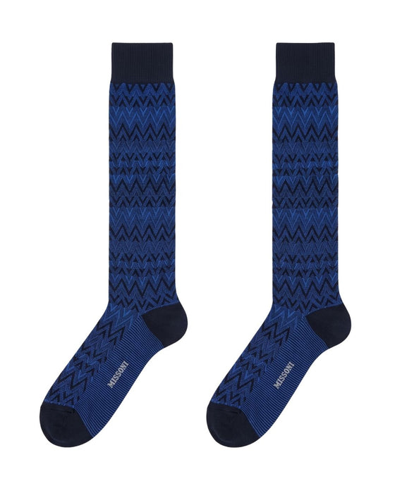 Missoni Royal Blue Mens Chevron Dress Socks-L