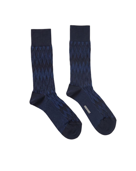 Missoni Black Navy Mens Chevron Dress Socks-S