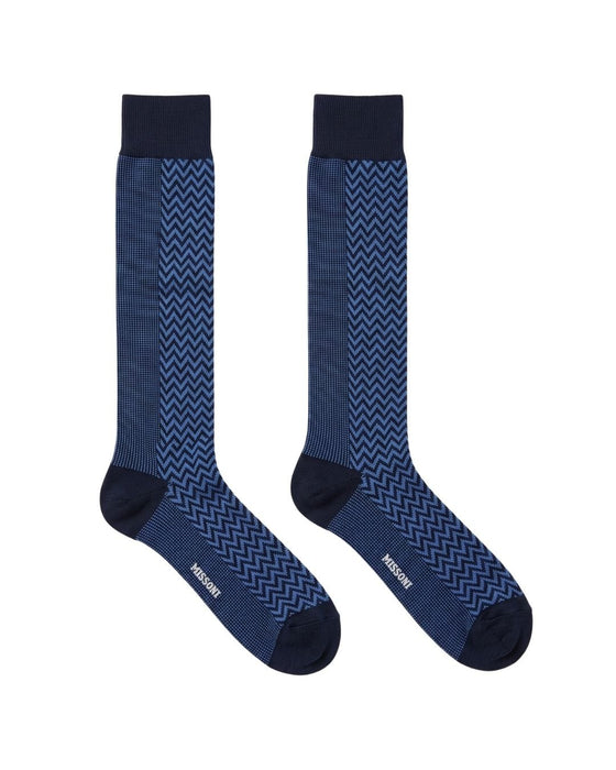 Missoni Bright  Blue Mens Chevron Dress Socks-L