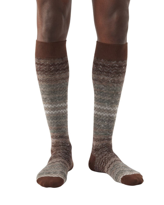 Missoni Brown Gradient Mens Chevron Dress Socks-M