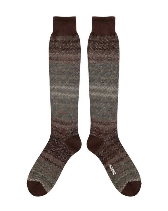 Missoni Brown Gradient Mens Chevron Dress Socks-M