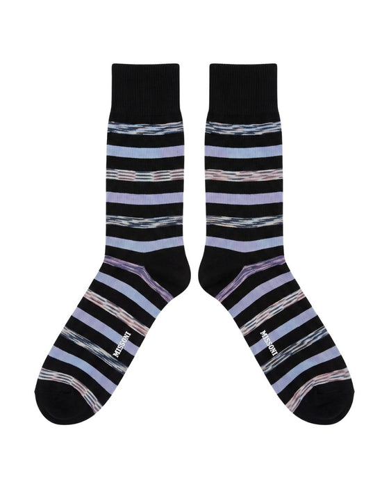 Missoni Marine Blue Mens Stripe Dress Socks-M