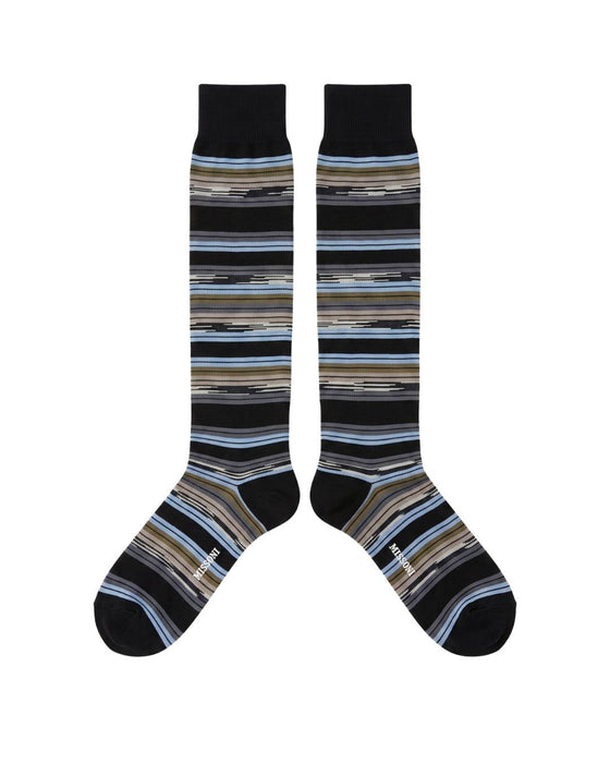 Missoni Dark Navy  Mens Stripe Dress Socks-S