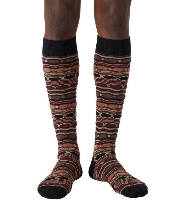 Missoni Brown Mens Stripe Dress Socks-M
