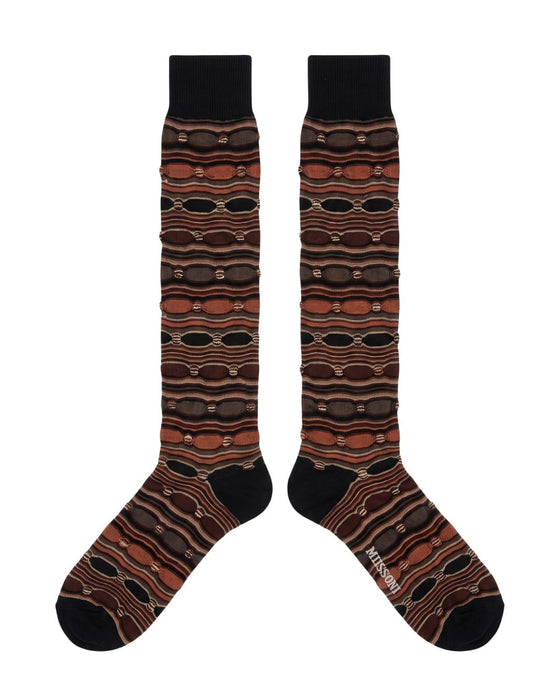 Missoni Brown Mens Stripe Dress Socks-M