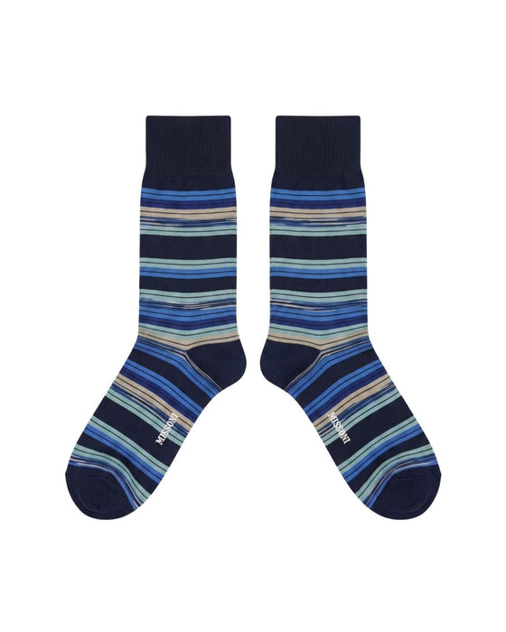 Missoni Marine Blue Mens Stripe Crew Socks-S