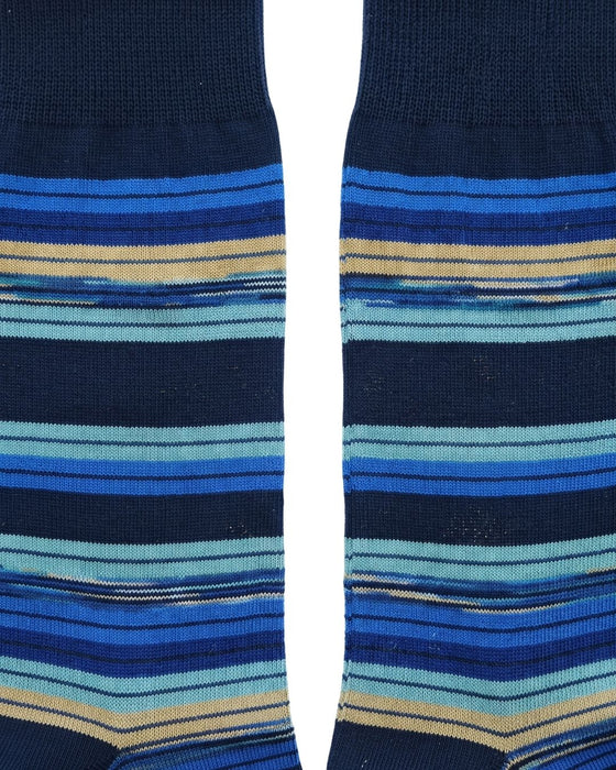 Missoni Marine Blue Mens Stripe Crew Socks-S