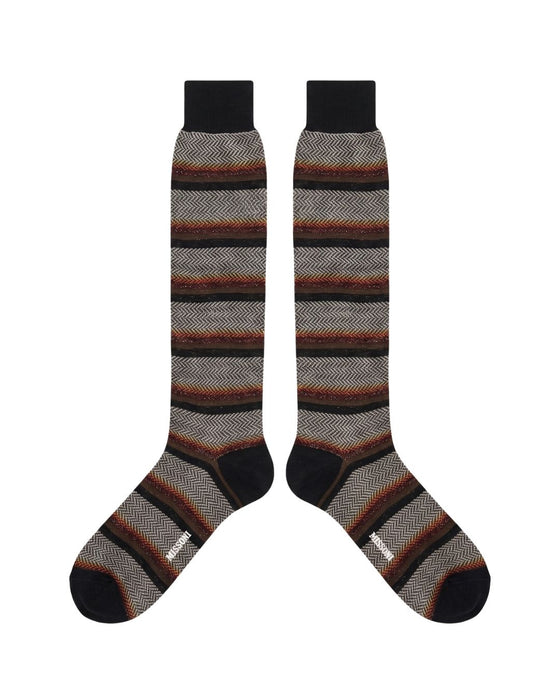 Missoni Black White  Mens Chevron Dress Socks-M