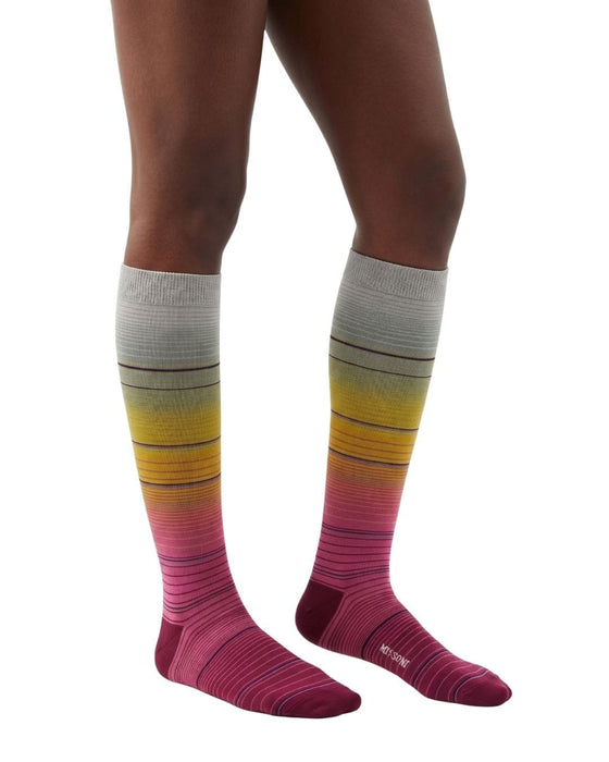 Missoni Pink Yellow Womens Pinstripe Dress Socks-L