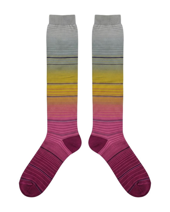 Missoni Pink Yellow Womens Pinstripe Dress Socks-L