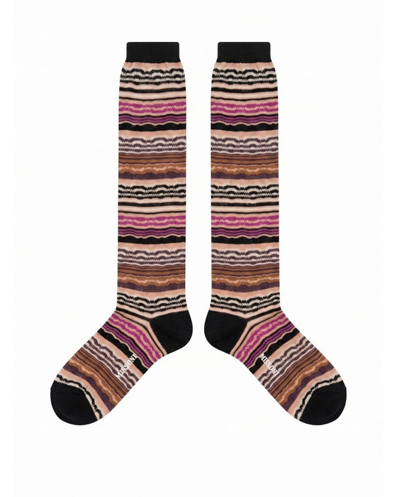 Missoni Multicolor Womens Wave Stripe Dress Socks-M