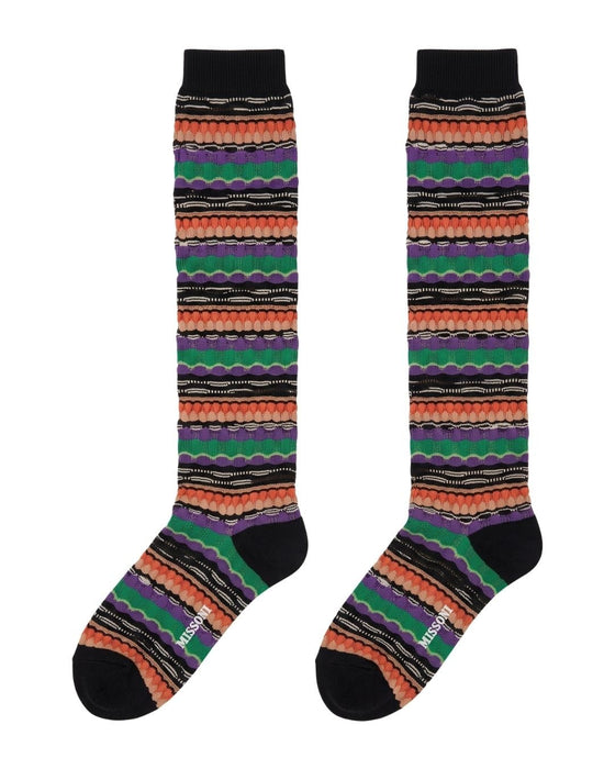 Missoni Black Multi Metallic Womens Dress Socks-M