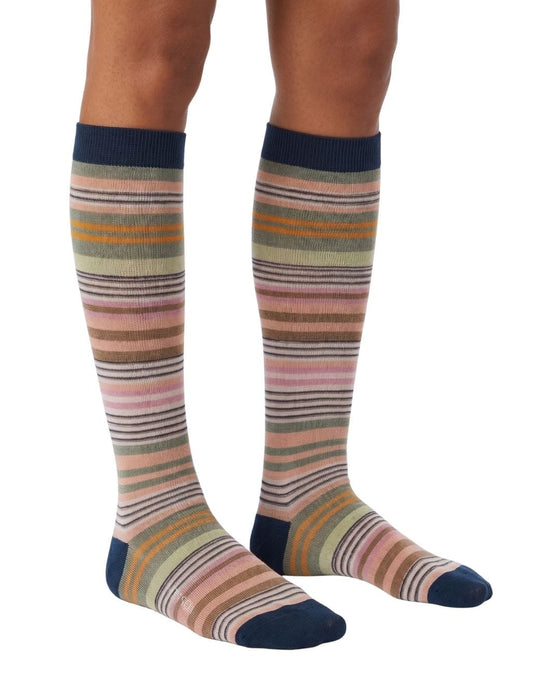Missoni Pink Green Womens Classic Stripe Dress Socks-M
