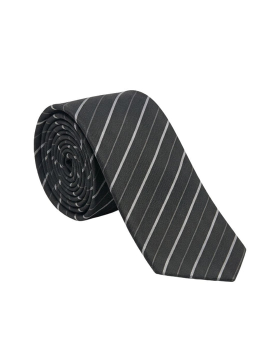 Armani Collezioni Mens Black / Gray Diagonal Stripe Silk Neck Tie