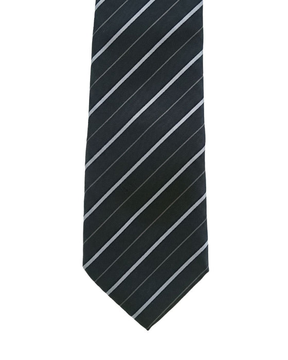Armani Collezioni Mens Black / Gray Diagonal Stripe Silk Neck Tie